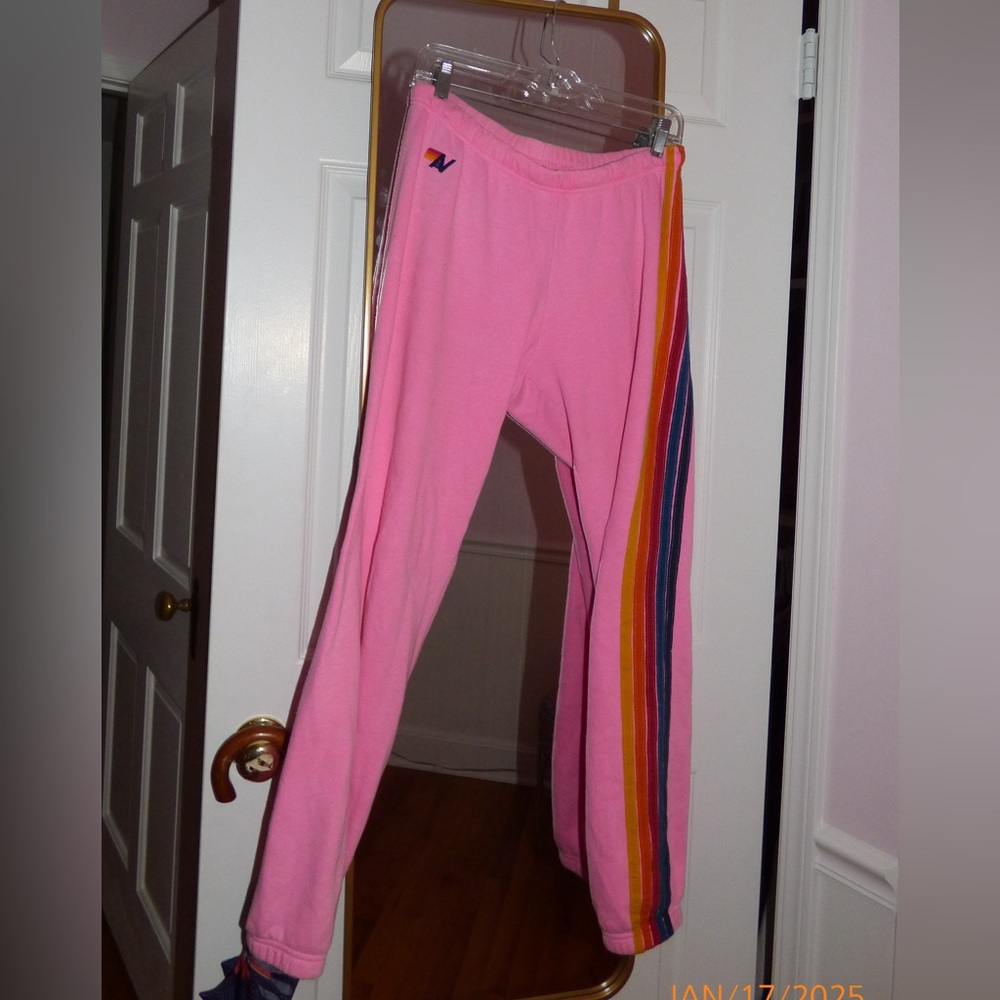 AVIATOR NATION PINK STRIPE SWEATPANTS